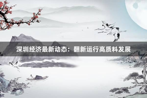 深圳经济最新动态：翻新运行高质料发展