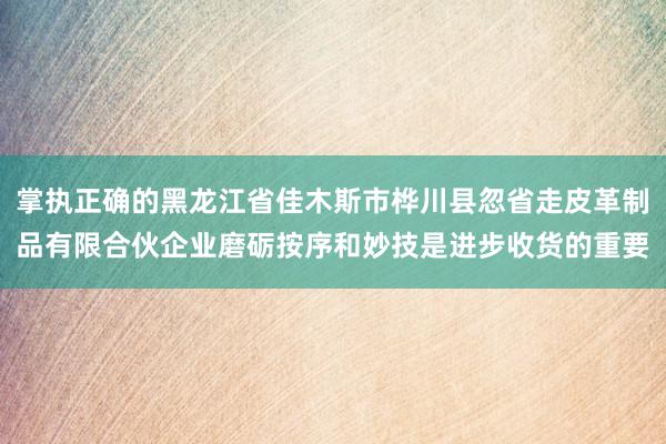 掌执正确的黑龙江省佳木斯市桦川县忽省走皮革制品有限合伙企业磨砺按序和妙技是进步收货的重要